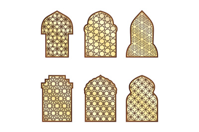 Islamic classical windows and doors with arabic ornament