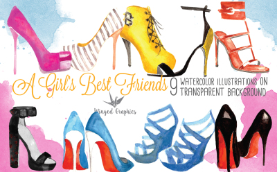 Watercolor shoe illustrations
