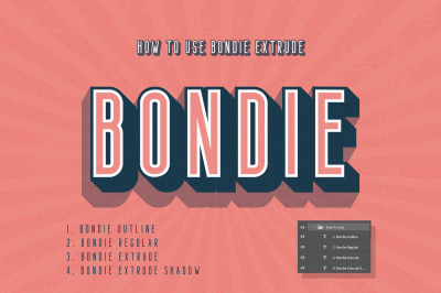Bondie Extrude Font Family 