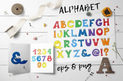 Cartoon Alphabet and numbers