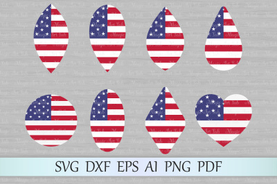 American earrings svg file, USA earrings cut file, DXF, PNG, PDF, EPS