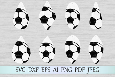 Soccer earrings svg, Earrings cut file, Soccer svg, dxf, png, pdf