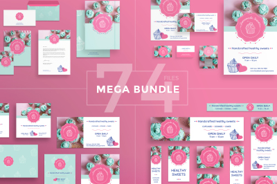 Design templates bundle | flyer, banner, branding | Handcrafted Sweets