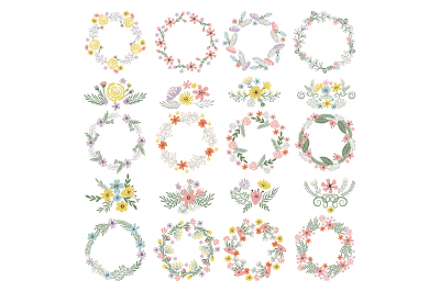 Different circle shapes with floral elements