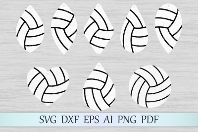 Volleyball earrings svg file, Sport earrings cut file, DXF, PNG, PDF