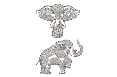 Illustration of elephant with mandalas vector decoration