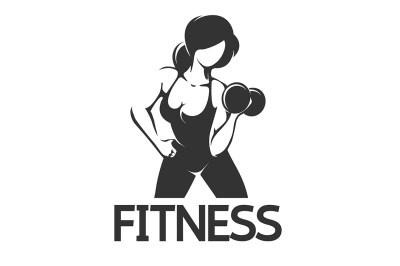 Fitness Emblem wth Woman at Workout