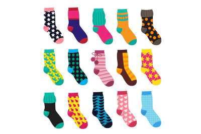 Socks in cartoon style. Elements of kids clothes