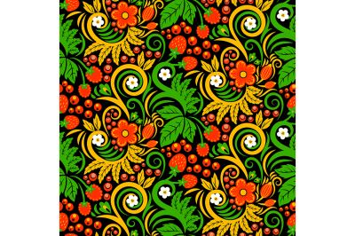 Seamless pattern of khokhloma style