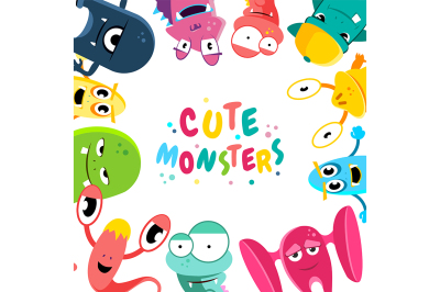 Cute cartoon monsters background