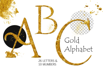 Gold alphabet Clipart