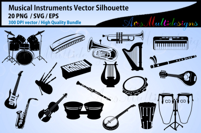 musical instruments svg silhouette / musical instruments vector