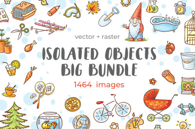 Hand drawn cartoon objects images bundle