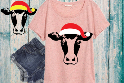 Christmas Cow Head svg Farm Milk Santa Claus props  920S
