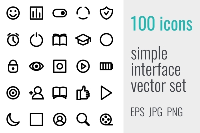 100 simple interface icons