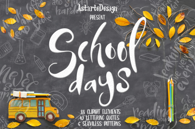 School days-clipart+lettering