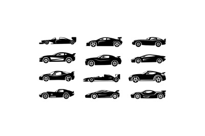 Black silhouette of race cars