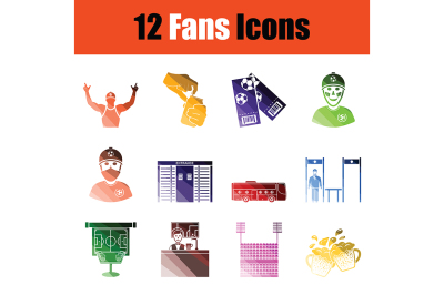 Soccer fans icon set