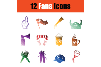 Soccer fans icon set