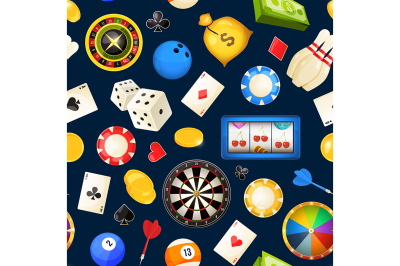 Seamless pattern with gambling and other casino entertainments