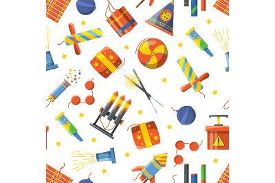 Seamless pattern with pyrotechnic tools