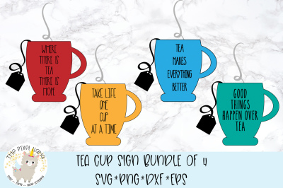 Tea Cup Sign Bundle SVG Cut File
