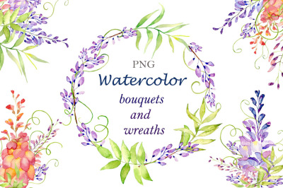 Watercolor Bouquets and Wreaths