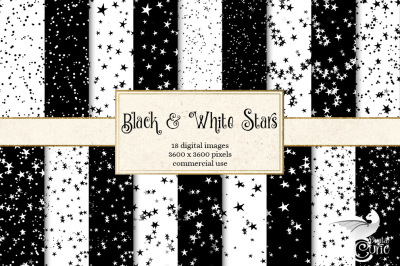 Black and White Stars Digital Paper