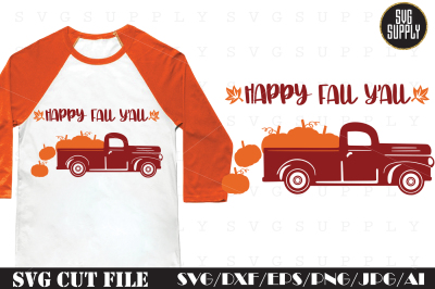 Happy Fall Y'all Truck SVG Cut File