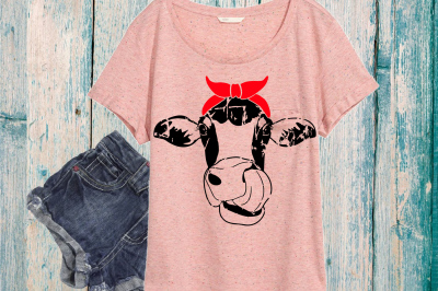 Cow grunge whit bandana show heifer SVG cowboy distressed Farm 925S 