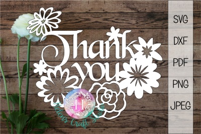 Thank you flowers cutting file SVG/DXF/PNG
