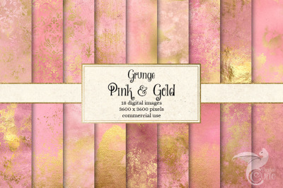 Grunge Pink and Gold Textures