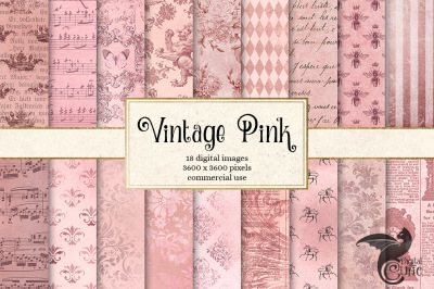 Vintage Pink Digital Paper Textures