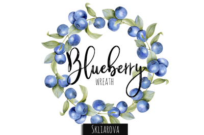 Blueberry watercolor wreath