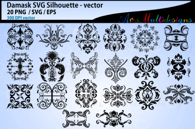 Damask SVG Cut silhouette / Damask vector / damask Floral Cuttable 
