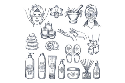 Illustrations set for spa salon