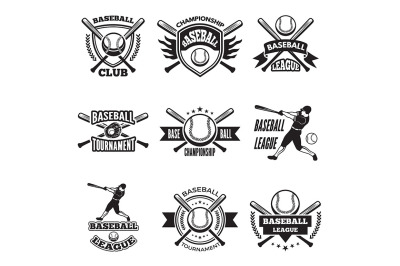 Monochrome labels or emblem for baseball club