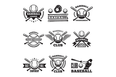 Baseball logos set in vector style