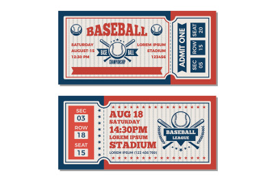 Tickets design template at baseball tournament