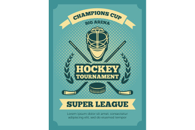 Vector vintage poster of hockey championships