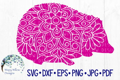 Hedgehog Floral Mandala, SVG/DXF/EPS/PNG/JPG/PDF