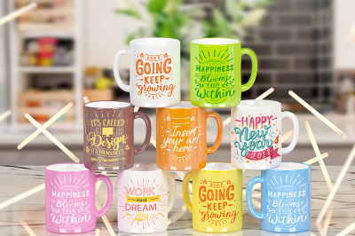 Mockup - Stacked Mugs White - Edit Background - Select Colors