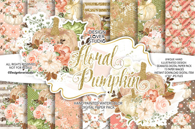 Floral Pumpkin digital papers