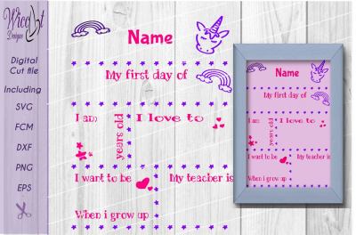 Back to school Unicorn svg, template svg,  first day of school, Kinder
