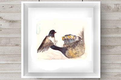 Watercolor Mother & Baby - Swallows - Clip Art & Print