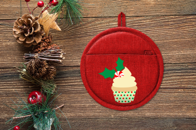 Christmas Holiday Cupcake | SVG | PNG | DXF