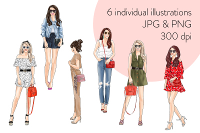 Watercolor Fashion Clipart - Fashion Girls 20 - Light Skin