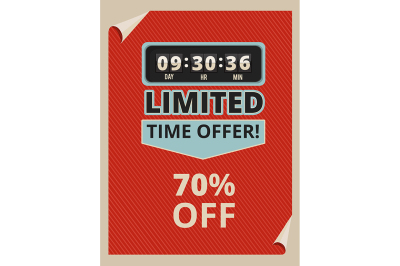 Advertise poster with countdown clock and some text about sales