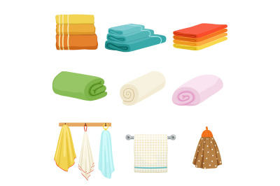 White and colored soft bathe or kitchen towels