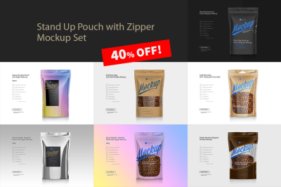 Download Stand Up Zipper Pouch Mockup Yellow Images